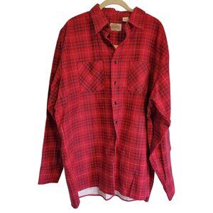 Vintage 70s 80s Red Plaid Lumberjack Workwear Utility Thick Sturdy Flannel Shirt